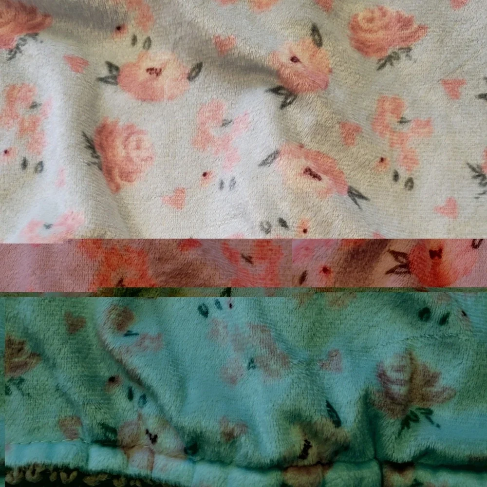 Le Bebe‎ Favorite Baby Blanket Blue Spring Pink Flowers Lovey Plush Sherpa